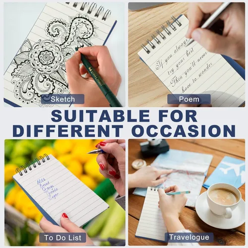 Miniatura 4 de Tenceur 100 piezas de cuadernos de bolsillo pequeños a granel, 3 x 5 pulgadas, cuadernos de notas en espiral mini con tapa superior, cuadernos