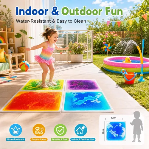 Miniatura 3 de edusense Azulejos de Suelo Líquidos Sensoriales para Niños, Azulejos Decorativos para Autismo, Juguetes de Aprendizaje Temprano, Tapetes de Juego