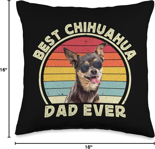 Miniatura 4 de Black Chihuahua Dad Father Dog Lover Tees Best Chihuahua - Almohada retro para hombre, diseño de chiwawa, para perros, papá, 16 x 16 pulgadas