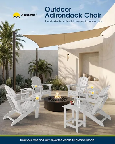 Miniatura 9 de MUCHENGHY Sillas plegables Adirondack, sillas para patio, sillas de césped, sillas de exterior, silla Adirondack de plástico, sillas para hoguera