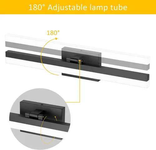 Miniatura 2 de Ralbay Luces de tocador negras para baño de 24 pulgadas, moderna luz LED negra mate, accesorios de iluminación de baño sobre espejo