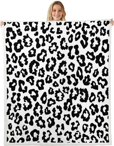 Miniatura 17 de Homewish Abstract Leopard Kids Throw Blanket,Cheetah Skin Wild Animals Bed Blanket for Girls Boys Women,Geometric Stripes Fashion Fleece