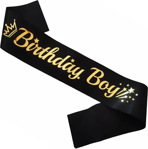 Banda negra de cumpleaños para niño, banda de cumpleaños de lámina dorada para niños, divertidas decoraciones de fiesta de cumpleaños, 10, 11, 15,