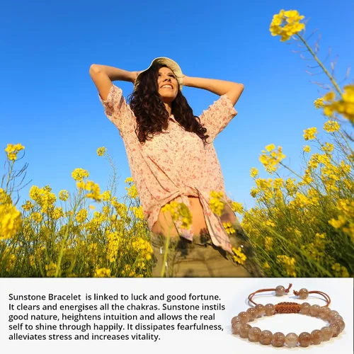 Miniatura 279 de Adjustable Crystal Bracelet – Gemstone Bead Bracelet with Adjustable Macrame String – Chic Gemstone Bracelet for Men and Women – 8mm Round Healing