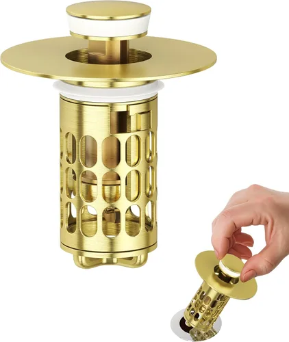 Miniatura 10 de QYHNYJF Tapón para fregadero de baño con recogedor de pelo, colador de drenaje universal desplegable para orificios de drenaje estándar de EE.UU.