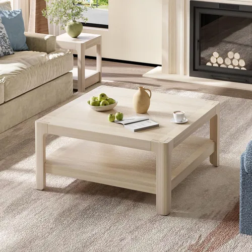 Miniatura 3 de Mesa auxiliar moderna de estilo simple con estante abierto para muebles de sala de estar, color negro