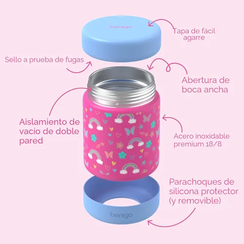 Miniatura 5 de Bentgo Kids Tarro de Comida de Acero Inoxidable - Contenedor de Alimentos Calientes o Fríos de 11oz a Prueba de Fugas con Doble Aislamiento