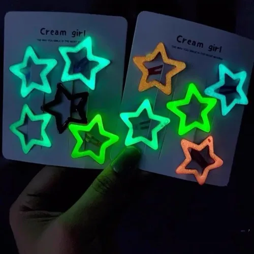 Miniatura 4 de Pinzas de pelo coloridas y luminosas para niñas, pinzas pequeñas para el cabello para niños, pinzas de estrellas que brillan en la oscuridad, pinzas