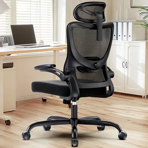 HUANUO Silla de oficina ergonómica, silla de escritorio de computadora con respaldo alto con soporte lumbar ajustable y reposacabezas, cómoda silla