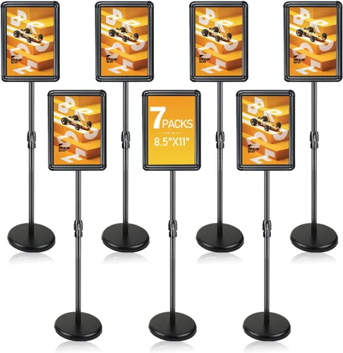 Miniatura 11 de Soporte para letreros – Paquete de 6 soportes ajustables para letreros de pie, soporte de póster de piso de pedestal de 8.5 x 11 pulgadas, marco a