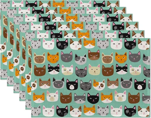 Miniatura 13 de Juego de 6 manteles individuales para estantería, resistentes al calor, lavables, antideslizantes, para decoración de fiestas, cocina, comedor, 12 x