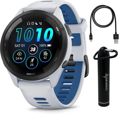 Miniatura 18 de Garmin Forerunner 265 Music GPS Reloj inteligente para correr de 46 mm, Aqua con pantalla táctil AMOLED de 1.3 pulgadas y auriculares negros