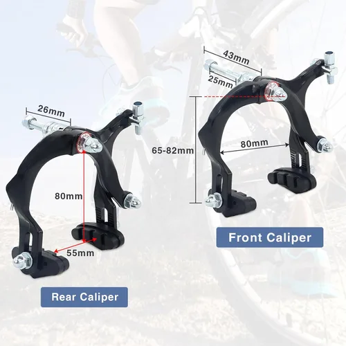 Miniatura 2 de WEEROCK Bike Calip Brake Set Front and Rear C Brake Set, Rim Brake Set with Aluminium Alloy Brake levers, Bike Cables for Kids Bike, Child Bike