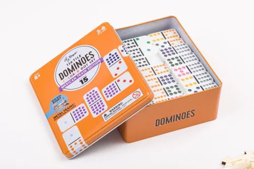 Miniatura 2 de Regal Games Juego de Dominó Tren Mexicano Doble 15 para Adultos y Niños - Juego de Dominó con 136 Fichas de Puntos de Colores y 8 Trenes de Metal