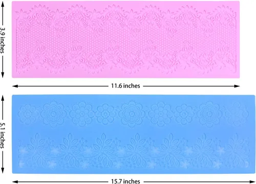 Miniatura 3 de Moldes de encaje en relieve, tapete de encaje de flores de múltiples círculos, moldes de silicona para decoración de pasteles, moldes de encaje