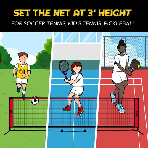 Miniatura 4 de A11N SPORTS Badminton Net - Height Adjustable Volleyball Net for Junior Tennis, Soccer Tennis & Kids - Portable Driveway Pickleball Net for Indoor &