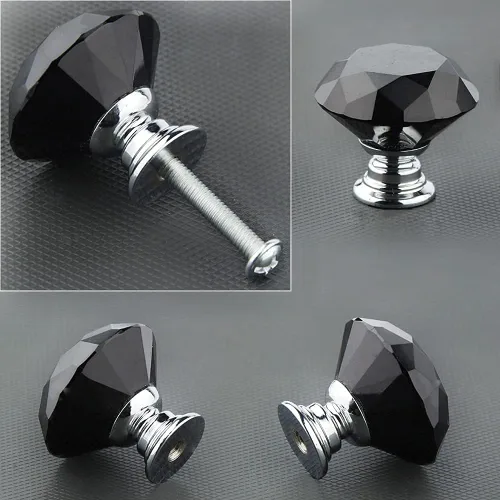 Miniatura 3 de Akstore 6 pomos de cristal para gabinetes de 1.18 pulgadas (1.181 in) con forma de diamante, para cajones de cocina, aparador, armario, tiradores