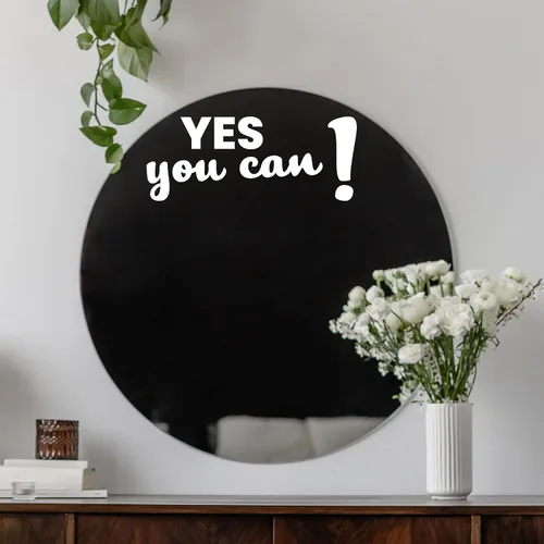 Miniatura 2 de Calcomanía de espejo "Yes You Can Sign with Exclamation Mark - Yes You Can Words of Inspiration Decor - Diferentes fuentes Yes You Can Sign