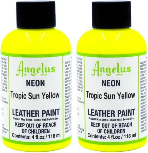 Miniatura 5 de Angelus Pintura para cuero neón, 4 onzas, amarillo sol tropical