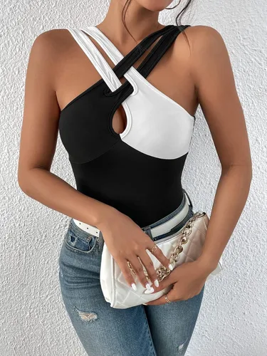 Miniatura 5 de SOLY HUX Camisola de verano sin mangas con corte frontal cruzado para mujer
