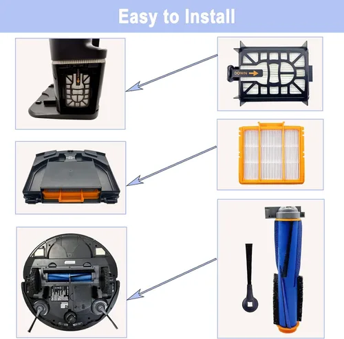 Miniatura 7 de Kit de accesorios para aspiradora Shark AI AV2501S AV2501AE RV2502AE RV2610WA RV2610WA, 1 cepillo principal, 3 filtros, 6 cepillos laterales, 1