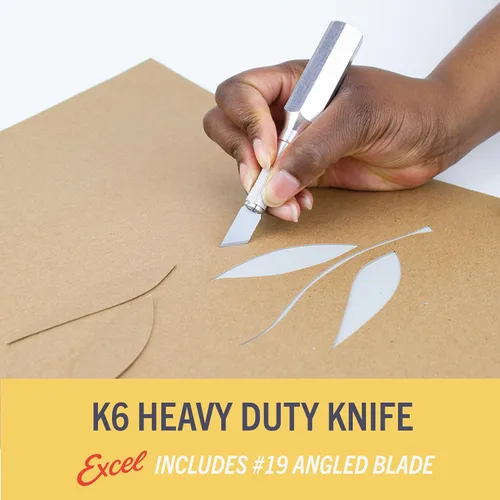 Miniatura 4 de Excel Blades K6 - Cuchillo de precisión resistente – Mango de metal hexagonal con hoja en ángulo #19 – Cuchillo artesanal de fácil cambio