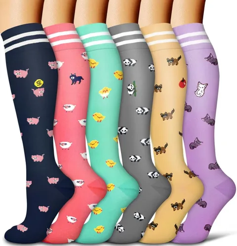 COOLOVER Calcetines de compresión de cobre para mujeres y hombres (6 pares) - El mejor apoyo para correr, atletismo, enfermería, viajes