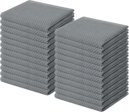 Miniatura 244 de Homaxy Paños de cocina de 100% algodón con tejido de gofre, ultra suaves, absorbentes, de secado rápido, 12 x 12 pulgadas, paquete de 6, amarillo