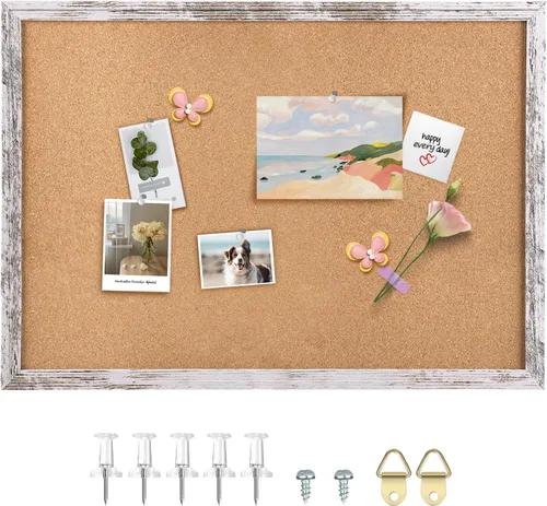 Miniatura 23 de Tablón de anuncios de fieltro gris, 14.2 x 10.2 pulgadas, tablones de anuncios decorativos para colgar en paredes con marco de madera rústica