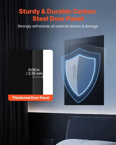 Miniatura 3 de VEVOR Caja fuerte de pared oculta de 3 niveles con huella digital, contraseña, llave y perilla giratoria, Q235 caja de pared de acero laminado