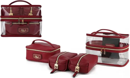 Miniatura 17 de MKF 4PCS elegante bolsa de cosméticos portátil maquillaje viaje organizador caso, Emma Fucsia