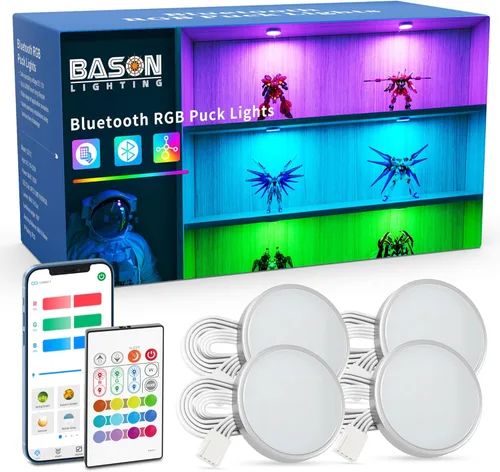 BASON LIGHTING Iluminación RGB para debajo del gabinete, luces de decoración de Halloween, control de aplicación Bluetooth, luces LED de disco,