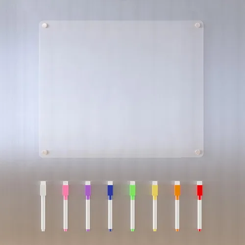Borad acrílico de borrado en seco para refrigerador con 8 marcadores de borrado en húmedo de 11 x 14 pulgadas, tablero acrílico transparente para