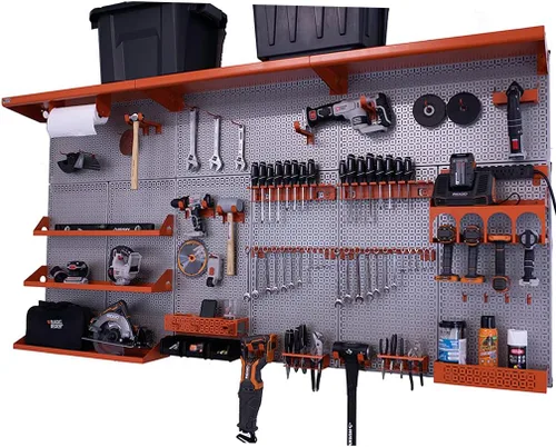 Miniatura 15 de OmniWall Weekend Warrior XL - Sistema de organización de pared de metal (negro/azul)