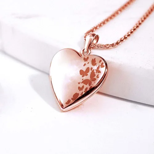 Miniatura 6 de Collar con medallón de fotos de corazón chapado en oro rosa de 34 pulgadas x 34 pulgadas incluye cadena de 18 pulgadas collares personalizados
