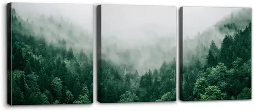 Miniatura 28 de Pacimo 3 Piezas Arte de Pared Verde Pintura Parque Nacional Yosemite Lago de Agua Clara Montañas Árboles Rocas Imágenes Impresiones en Lienzo
