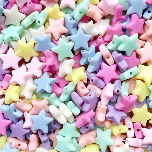 Cuentas de estrella de colores mixtos, cuentas de colores dulces, botón de agujero pequeño, cuentas acrílicas multicolor para manualidades, adornos