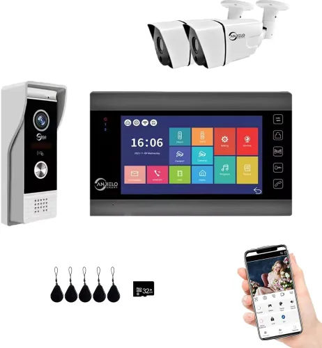 Miniatura 11 de ANJIELO SMART Timbre de video de apartamento, monitor de pantalla táctil HD de 1080P (negro), cámara de timbre para exteriores, timbre de timbre