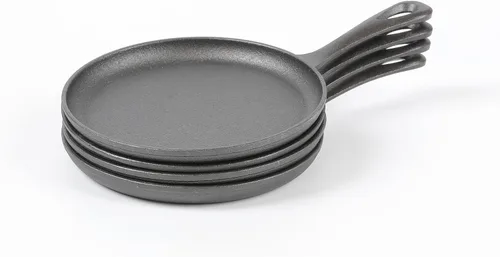 Miniatura 9 de HAWOK Plancha redonda de hierro fundido de 5 pulgadas, sartén pre-sazonada para crepé, juego de 6..