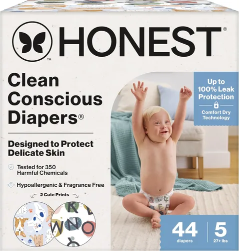 Miniatura 28 de The Honest Company Clean Conscious - Pañales para pieles delicadas, hasta un 100% a prueba de fugas, hipoalergénicos, sin fragancia, género neutro