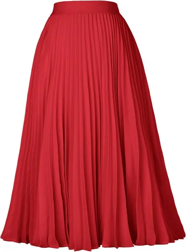 Miniatura 67 de GRACE KARIN - Falda plisada de gasa para mujer, con cintura alta y elástica, vuelo, corte acampanado y longitud por debajo de la rodilla