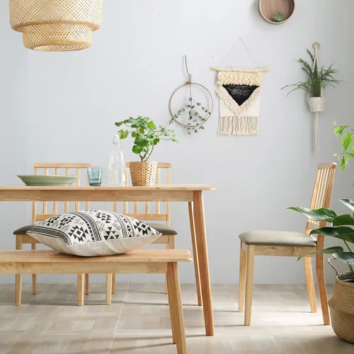 Miniatura 8 de Livinia Canberra 47.2" Mesa de comedor rectangular de madera/Mesa de cocina de roble malayo moderno de mediados de siglo (roble natural) Solo mesa