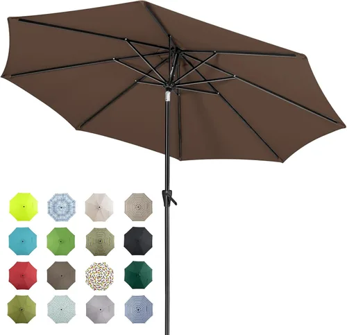 Miniatura 23 de Tempera Patio Market Outdoor Table Umbrella with Auto Tilt and Crank, Large Sun Umbrella with Sturdy Pole & Fade Resistant Canopy, Easy to Set Verde