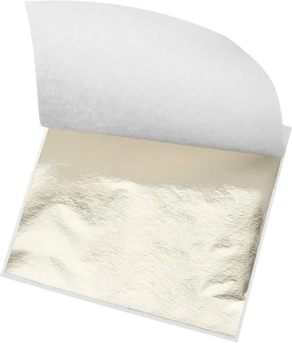 Miniatura 10 de MECCANIXITY Hoja de hoja dorada, papel de hoja negra, 3.3 x 3.1 pulgadas para decoración artística, esculturas, pintura, paquete de 100