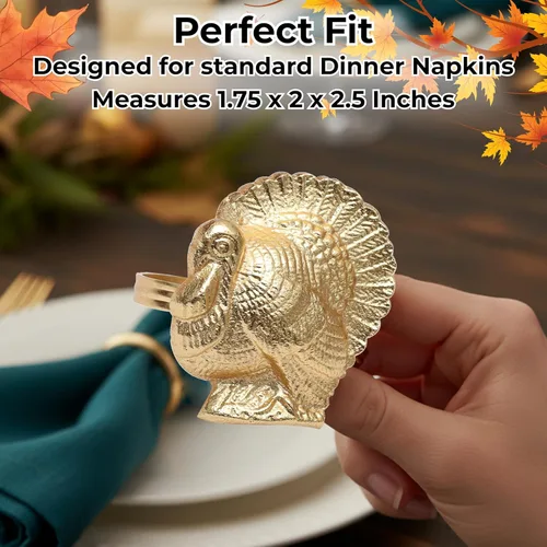 Miniatura 3 de ALPHA Living HOME Juego de 12 servilleteros de pavo y pájaros, soportes de metal modernos de alta calidad para elegantes ajustes de mesa, perfectos