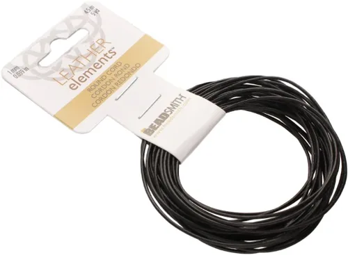 Miniatura 5 de The Beadsmith Cordón de cuero – Negro – Bobina de 0.039 in – 5 yardas/14.8 ft – Tanga de cuero indio ideal para trenzar, cuentas, collares, cordones