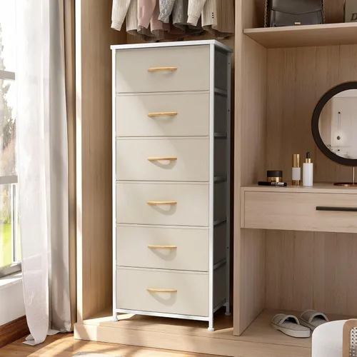Miniatura 8 de Crestlive Products Cajonera alta para armario, torre de almacenamiento vertical - Estructura de acero resistente, parte superior de madera, cajones