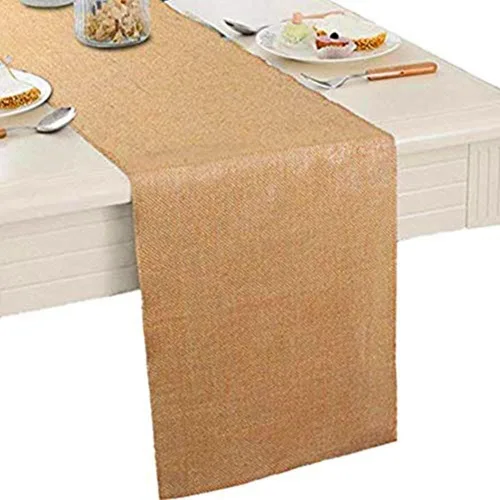 (TM) Camino de mesa de arpillera natural de arpillera rústica de yute para boda, decoración de fiesta, banderines de 12 x 108 pulgadas