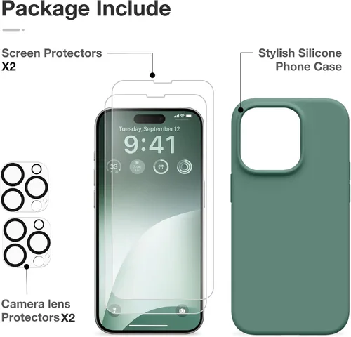 Miniatura 185 de GONEZ Funda de silicona para iPhone 15 Pro Max, compatible con Magsafe, protector de cámara + protector de pantalla, forro de microfibra suave