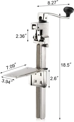 Miniatura 2 de New Star Foodservice 7006841 Abrelatas de mesa manual con base de acero plateado para latas de hasta 11" de alto
